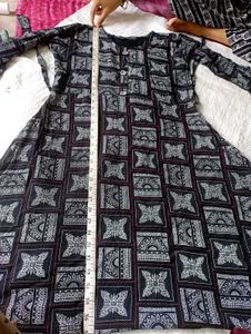 Black Kurta with White Pattern