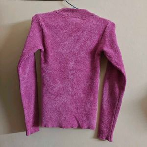 Pink Embroidered Knit Sweater