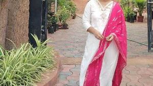 Elegant White Kurta Set with Pink Dupatta