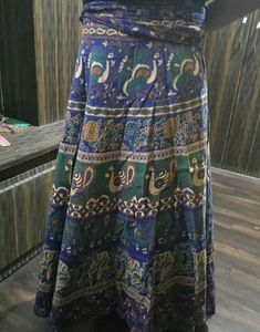 Bohemian Peacock Print Wrap Skirt