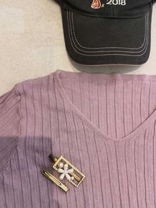 Ribbed V-Neck Cropped Top
