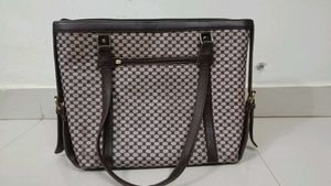 Stylish Brown &amp; Beige Tote Handbag