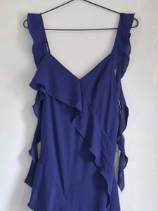 Elegant Ruffled Royal Blue Maxi Dress