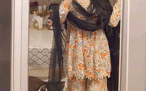 Floral Kurta with cotten sharara set