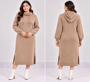 Cozy Knit Hooded Midi Dress