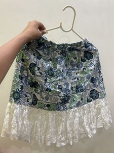 Boho Floral Print Lace Skirt