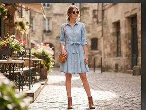 Light Blue Denim Shirt Dress
