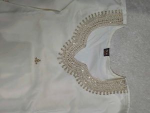 Elegant White Kurta with Gold Embroidery