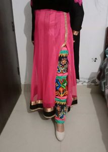 Elegant Pink &amp; Black Anarkali Suit