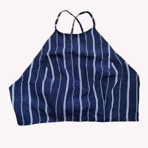 Navy and White Striped Halter Top M