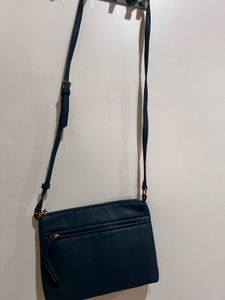 Teal Faux Leather Crossbody Bag