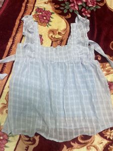 Cute Baby Blue Gingham Top