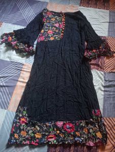 Elegant Black Floral Print Kurta