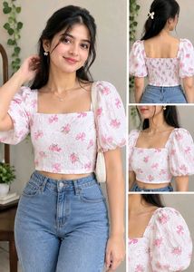 Cute Puff Sleeve Cropped Top