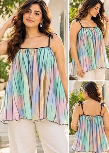 Boho Tie-Strap Multicolor Top