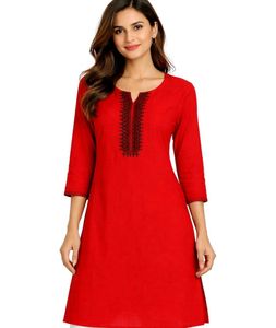 SRISHTY red Embroidered Kurti