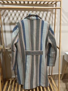 Stylish Striped Wool Blend Coat