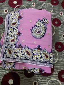 Beautiful Pink Embroidered Saree