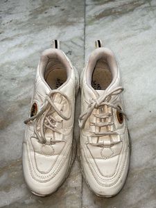 White Chunky Sneakers | Casual Lace-Up Shoes