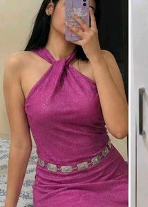 Sparkly Halter Neck Mini Dress