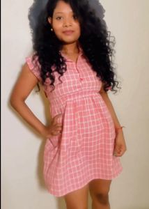 Red &amp; White Checked Gingham Cotton Dress
