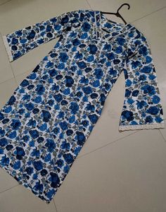 Blue Floral Print Kurta