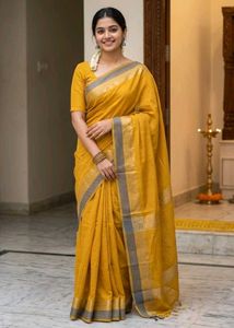 Golden Mustard Yellow Saree with border
