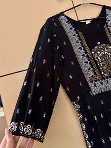 Black Printed Mirror Work A-line Kurta🖤 | Size S