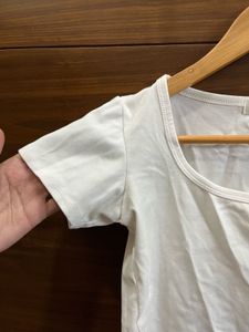White Cropped Square Neck Top