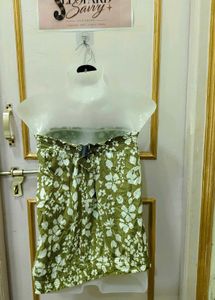 Olive Green Floral Smocked Tube Top