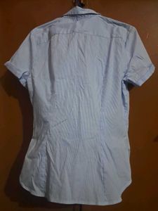 Blue Striped Short Sleeve Shirt