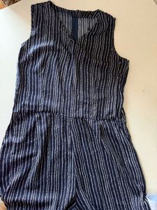 Striped V-Neck Sleeveless Jumpsuit