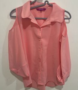 Chic Pink Cold Shoulder Blouse