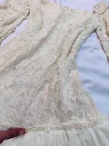 Milkmaid Lace Mini Dress with Long Sleeves