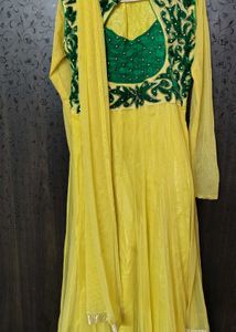 Elegant Yellow &amp; Green Anarkali