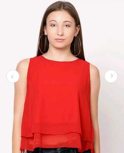 Chic Red Layered Sleeveless Top