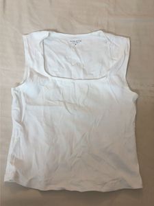 White Square Neck Tank Top