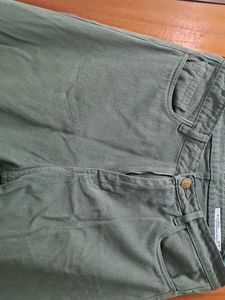 Olive Green Wide Leg Cropped Pants
