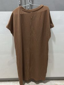 Brown Casual Pocket T-Shirt Dress