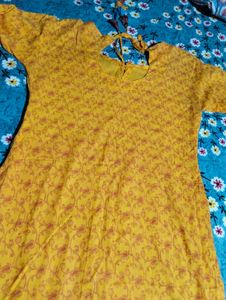 Yellow Printed Kurta
