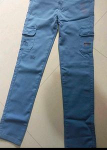 Light Blue Cargo Korean Pants