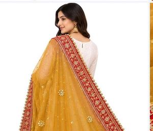 Embroidered Dupatta with Beaded Trim