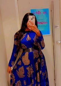 Elegant Blue Paisley Dress