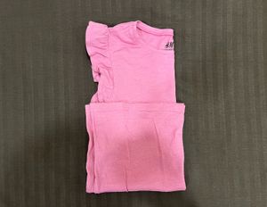 H&amp;M Pink Ruffle Sleeve T-Shirt (xs-s)