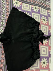 imported Black Satin High-Waisted Shorts