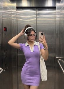 🌙Vintage polo Ribbed Mini Dress 💜