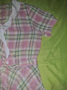 Chic Plaid Wrap Top with Lace Detail