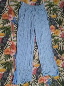 Light Blue Crinkle Palazzo Pants