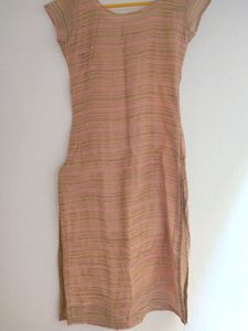 Pink And Gold Kurta With Dupatta, XS