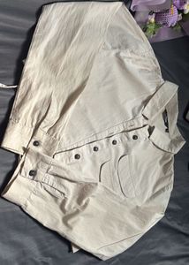 Westside Nuon Light Beige Cropped Utility Shirt Ja